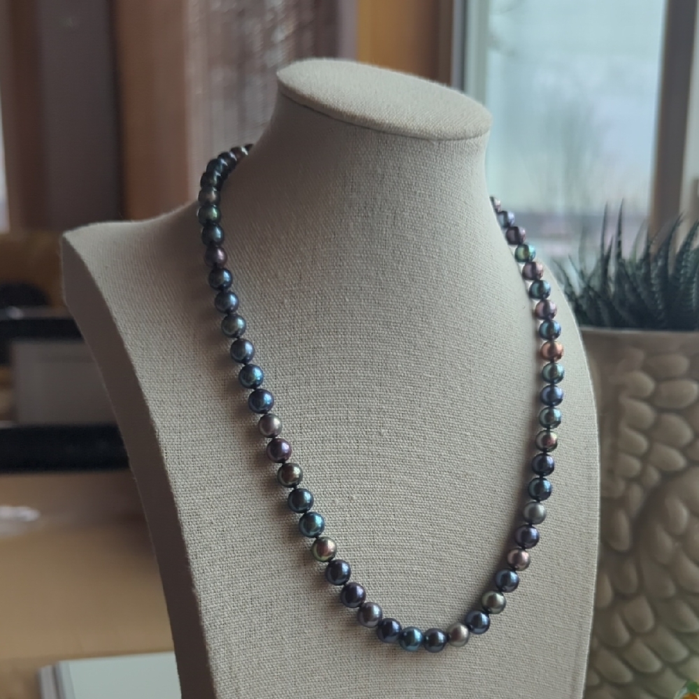 Pearl Paradise Colored Cultured Pearl Necklace with 14K White Gold Clasp 18"
